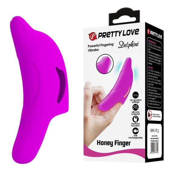 Вібронасадка на палець - Pretty Love Delphini Fingering Vibrator Purple - зображення 1