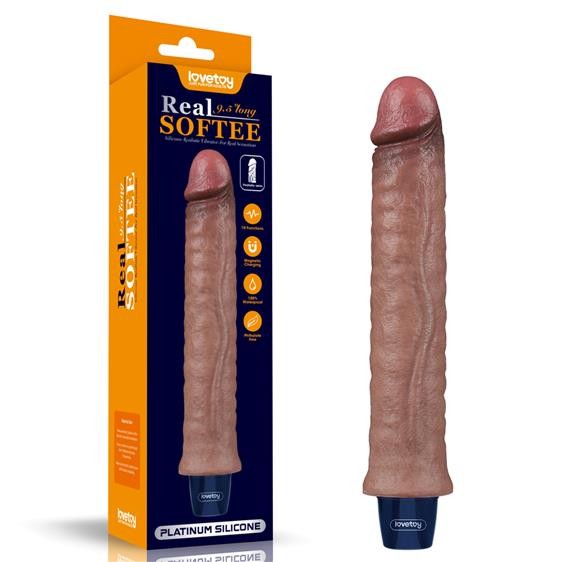Вібратор - Real Softee Rechargeable Silicone Vibrating Dildo 9.5" - зображення 1