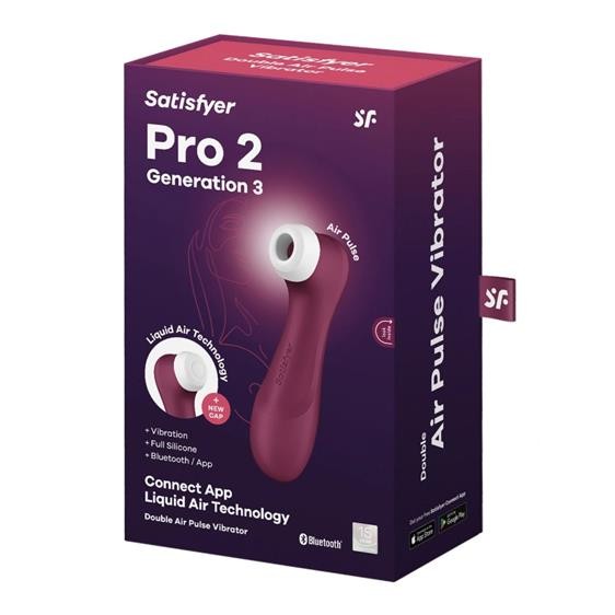 Кліторальний стимулятор - Satisfyer Pro 2 Generation 3 With Liquid Air Wine Red Bluetooth/(App) - зображення 1