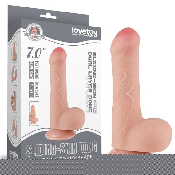 Фалоімітатор - Sliding-Skin Dual Layer Dong 7" Flesh - зображення 1