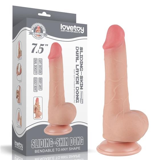 Фалоімітатор - Sliding-Skin Dual Layer Dong 7.5" Flesh #2 - зображення 1
