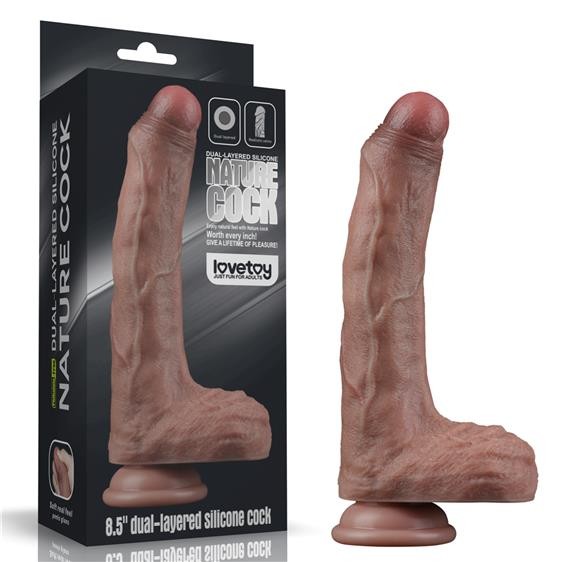 Фалоімітатор - Dual-Layered Silicone Cock 8.5" Brown #3 - зображення 1