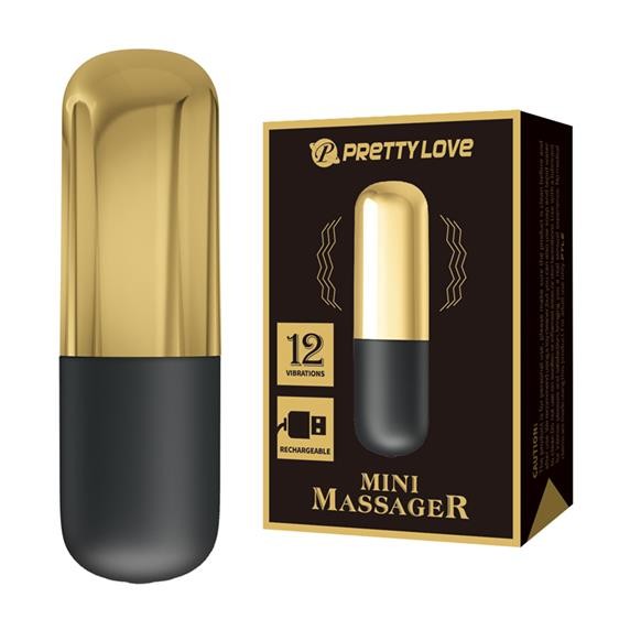 Вібратор - Pretty Love Mini Massager Bullet Black Gold - зображення 1