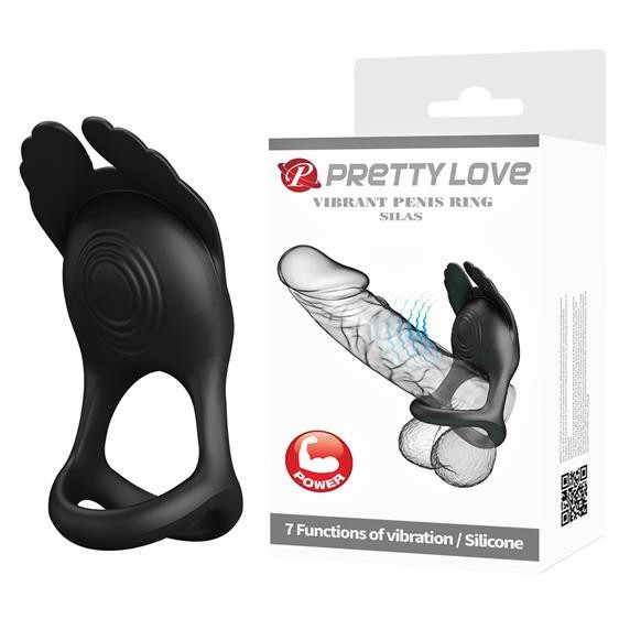 Ерекційне кільце - Pretty Love Silas Vibrant Penis Ring Black - зображення 1