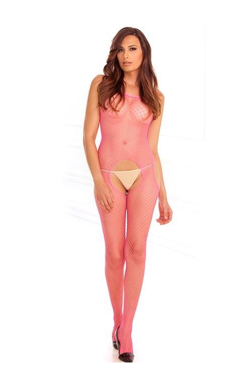 Бодістокінг - Rene Rofe Lingerie Industr. Net Suspender Bodystocking Pink - зображення 1