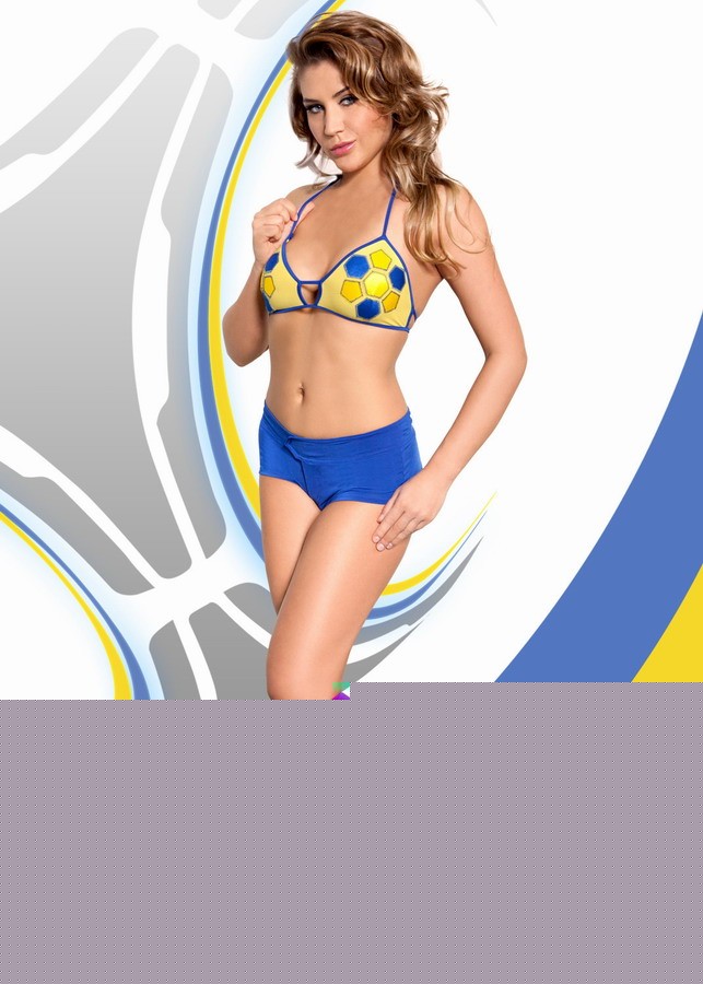 Рольовий костюм вболівальниці - Viktoria, yellow/blue S/M - зображення 1