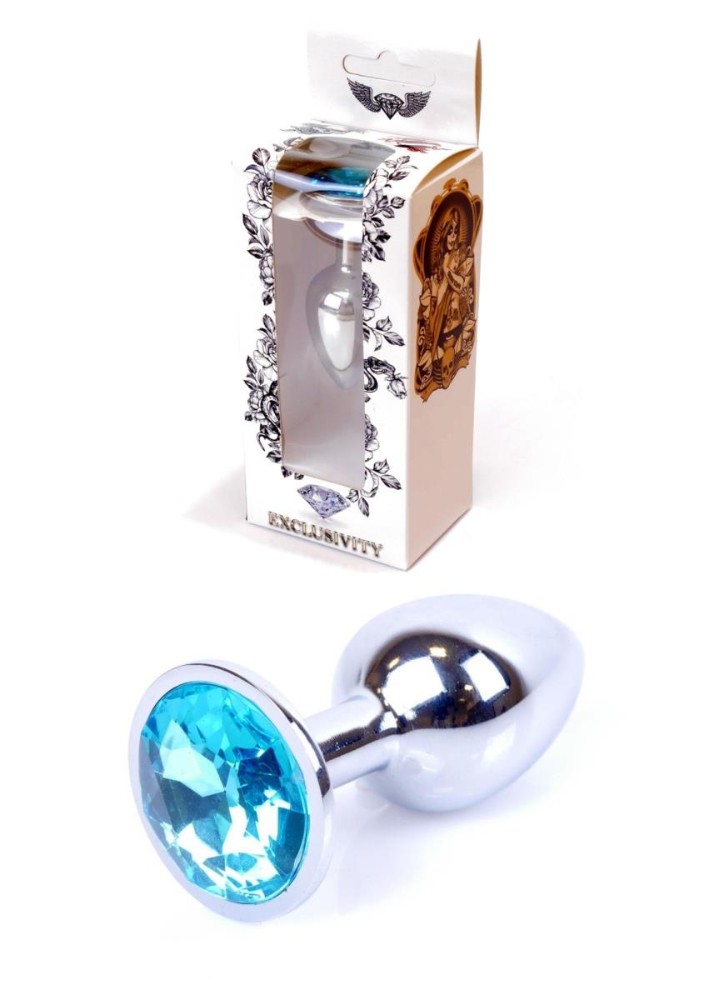 Анальна пробка - Jewellery Silver Plug Light Blue - зображення 1