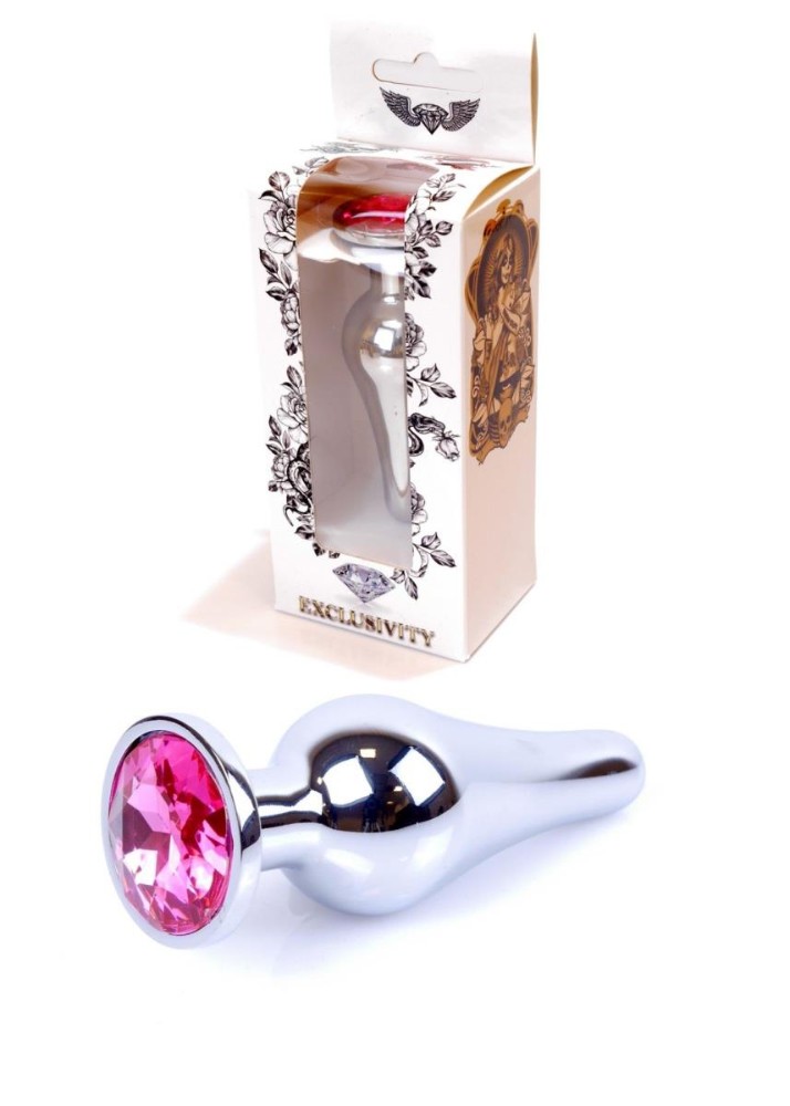 Анальна пробка - Jewellery Silver Long Plug Pink - зображення 1