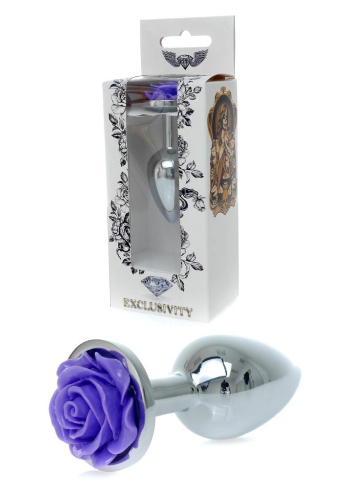 Анальна пробка - Jewellery Silver Rose Plug Purple - зображення 1