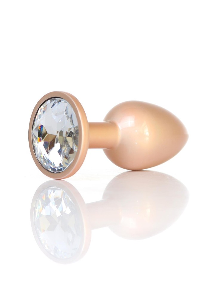 Анальна пробка - Jewellery Pearl Gold Plug Clear S - зображення 1