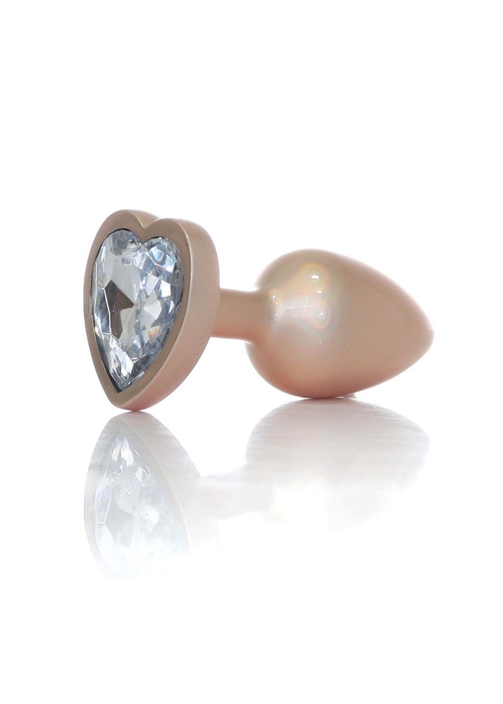 Анальна пробка - Jewellery Pearl Gold Heart Plug Clear S - зображення 1