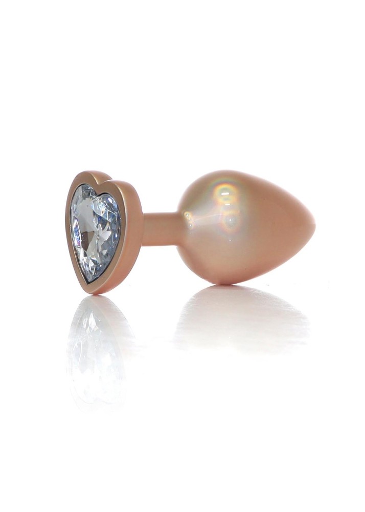 Анальна пробка - Jewellery Pearl Gold Heart Plug Clear M - зображення 1