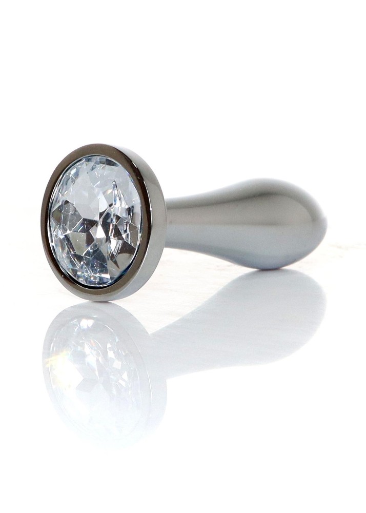 Анальна пробка - Jewellery Silver Plug Clear S - зображення 1