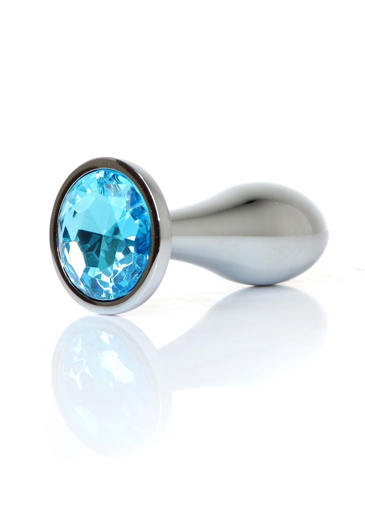 Анальна пробка - Jewellery Silver Plug Light Blue L - зображення 1