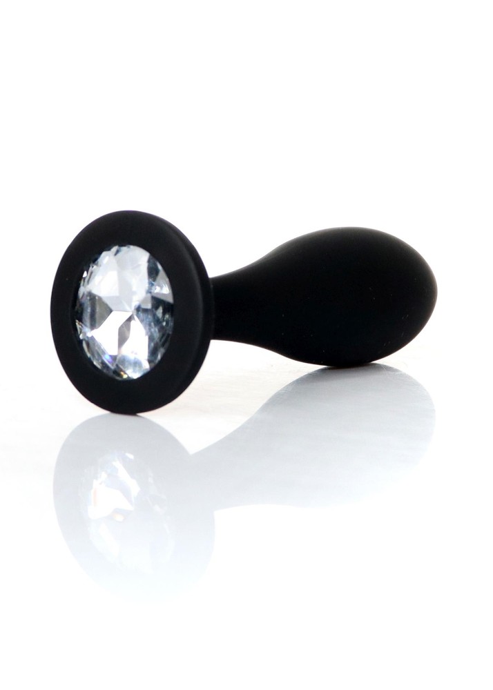 Анальна пробка - Jewellery Silicone Black Plug M Clear - зображення 1