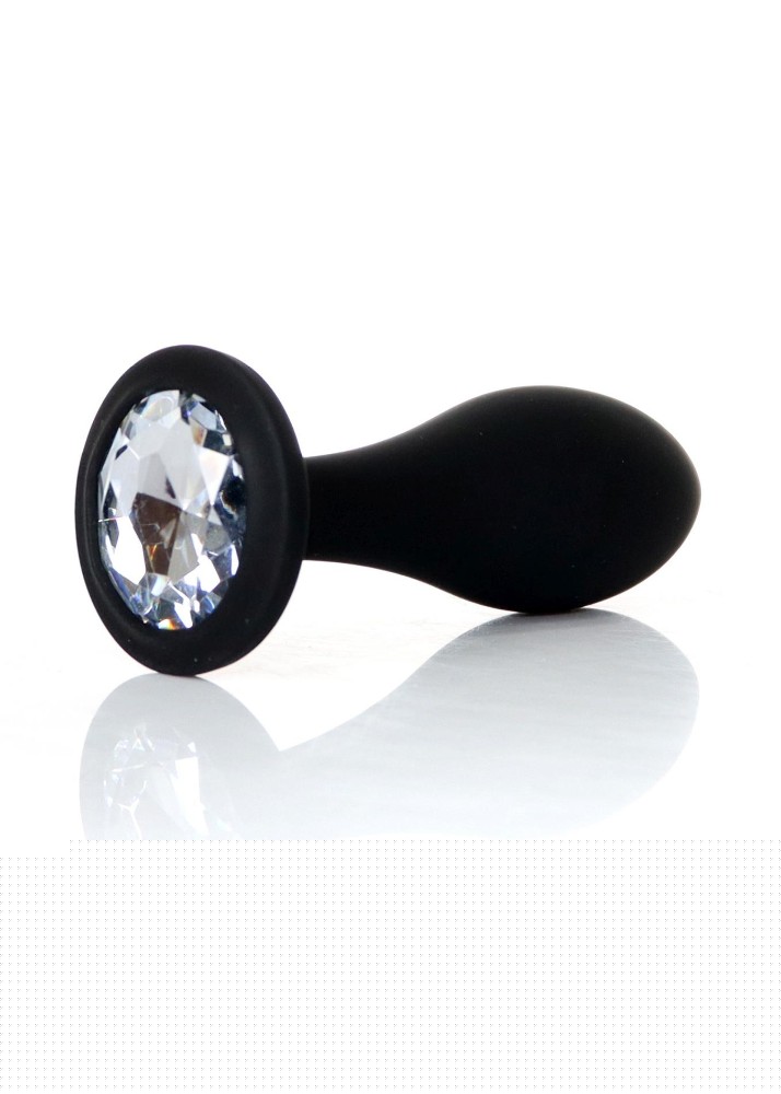 Анальна пробка - Jewellery Silicone Black Plug L Clear - зображення 1