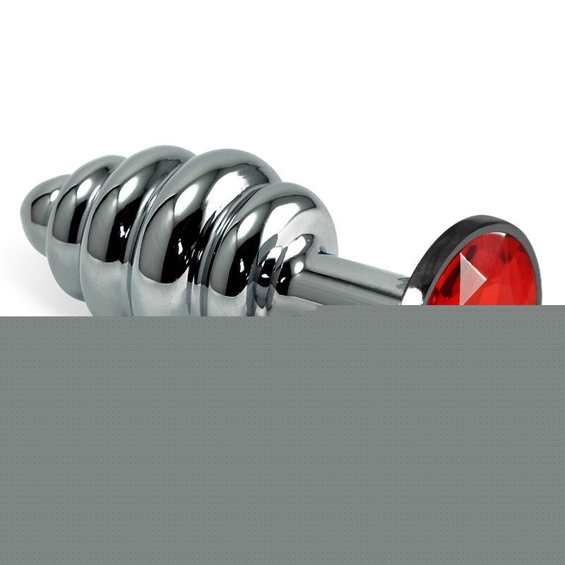 Анальна пробка - Heavy Metal Anal Plug Silver Rosebud Spiral Red - зображення 1