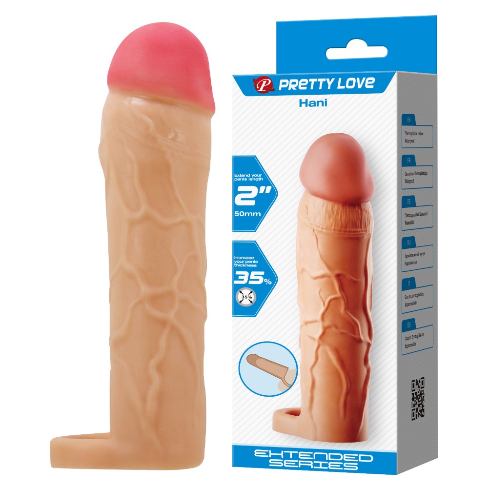 Насадка на член - Pretty Love Hani Penis Extender +2" Flesh - зображення 1