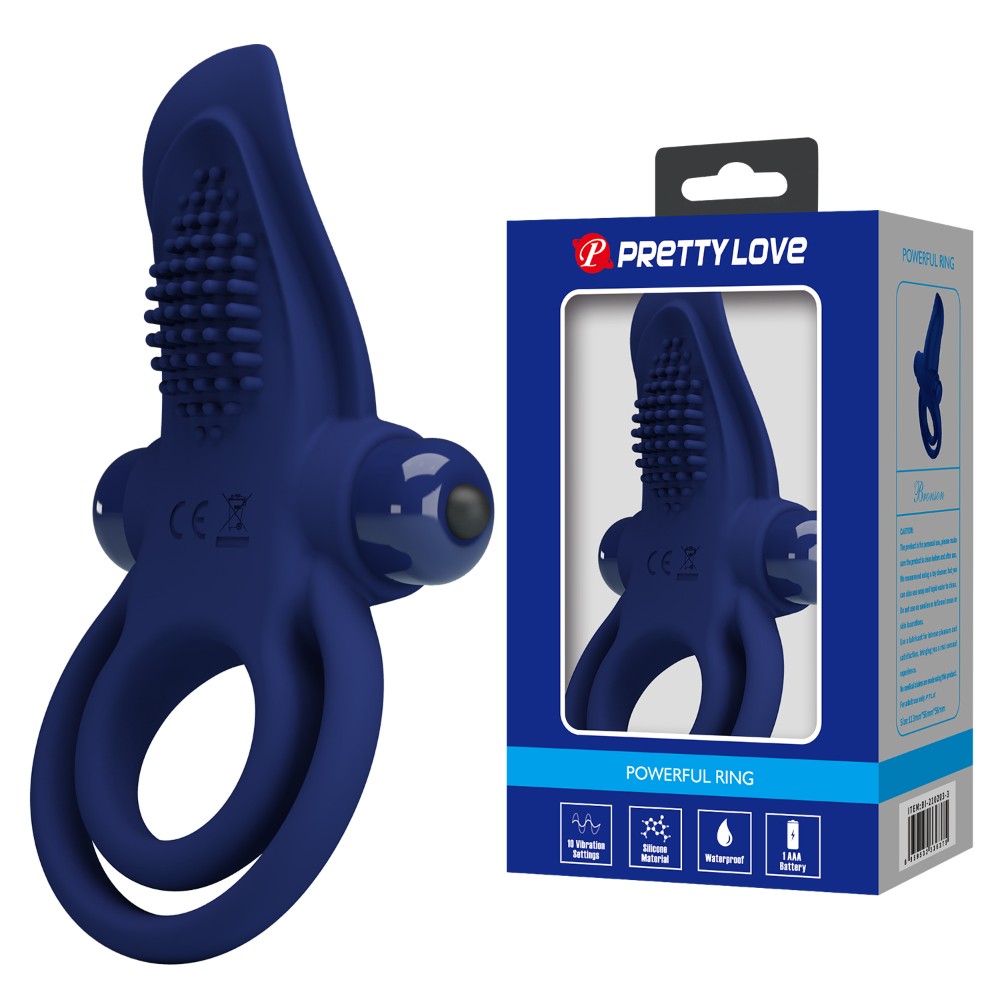 Ерекційне кільце - Pretty Love Powerful Ring Vibro Stimulator Blue - зображення 1