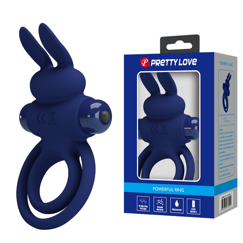 Ерекційне кільце - Pretty Love Vibro Penis Ring Bunny III Dark Blue - зображення 1