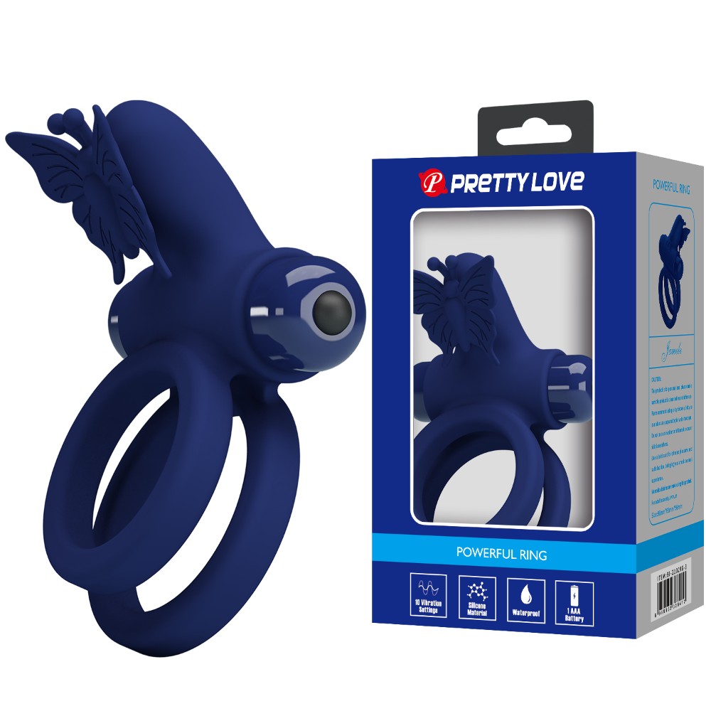 Ерекційне кільце - Pretty Love Powerful Vibro Butterfly Cock Ring Blue - зображення 1