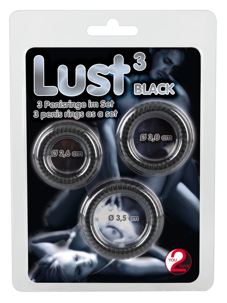 Набір ерекційних кілець - Lust 3 Black - зображення 1