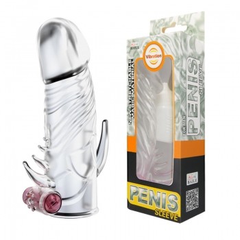 Насадка на член - Penis Sleeve With Vibration, 13 см - зображення 1