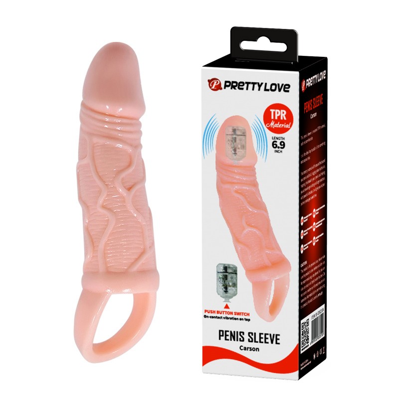 Насадка на член - Pretty Love Carson Vibrating Penis Sleeve Flesh - зображення 1