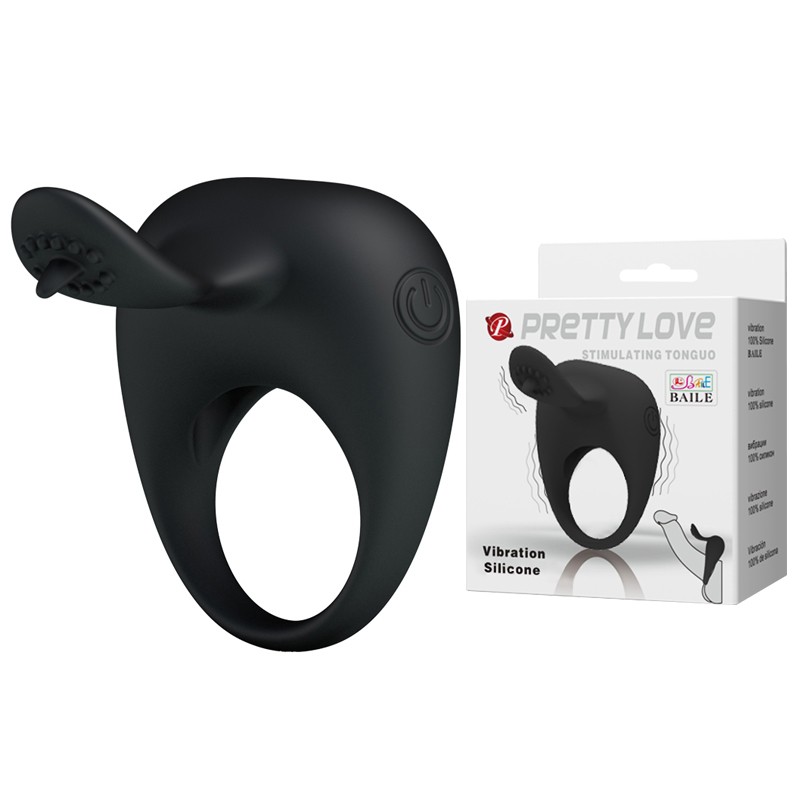 Ерекційне кільце - Pretty Love Stimulating Tonguo Penis Ring Black - зображення 1