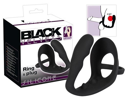 Анальна пробка з ерекційним кільцем - Black Velvets Ring & Plug - зображення 1