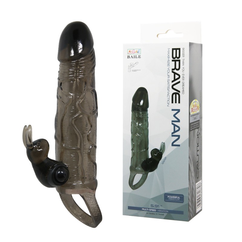 Насадка на член - Brave Man Vibrating Penis Sleeve 5,91" Black - зображення 1