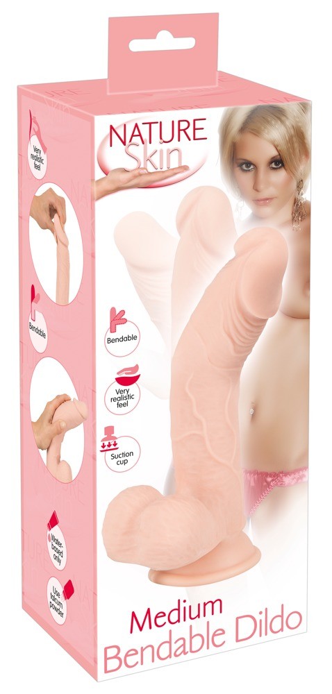 Фалоімітатор з мошонкою - Nature Skin Medium Bendable Dildo - зображення 1