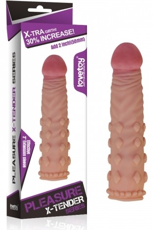 Насадка на член - Pleasure X-Tender Penis Sleeve Add 2" Flesh - зображення 1