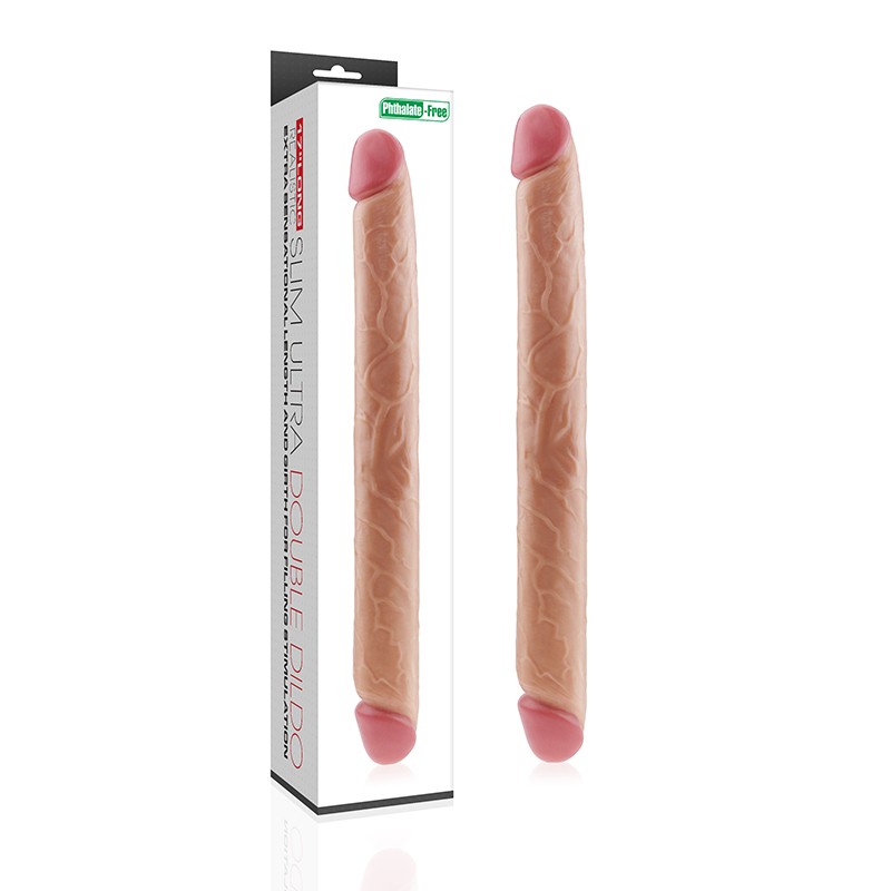 Двосторонній фалоімітатор - King-Sized Realistic Slim Ultra Double Dildo 17" - зображення 1