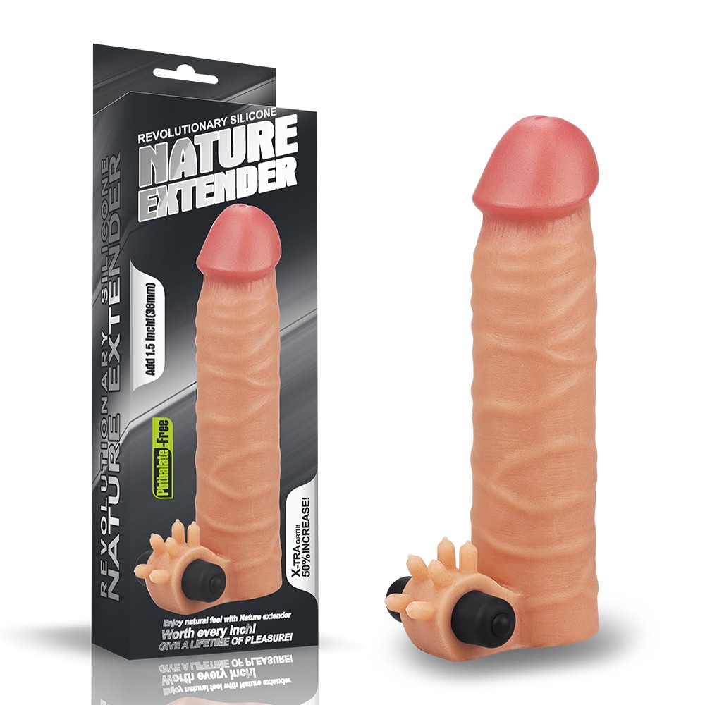 Вібронасадка на член - Revolutionary Silicone Nature Extender Add 1.5" Flesh - зображення 1