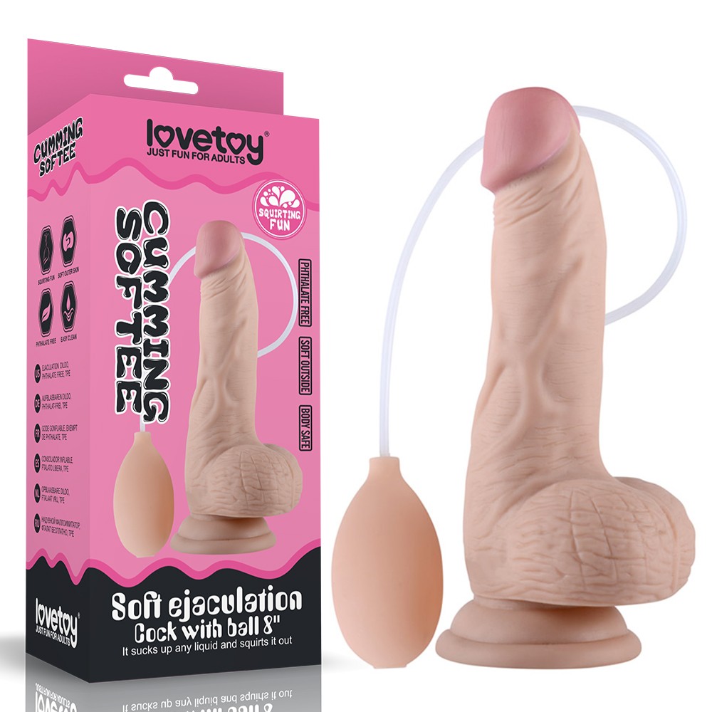 Фалоімітатор - Soft Ejaculation Cock With Ball 8" - зображення 1