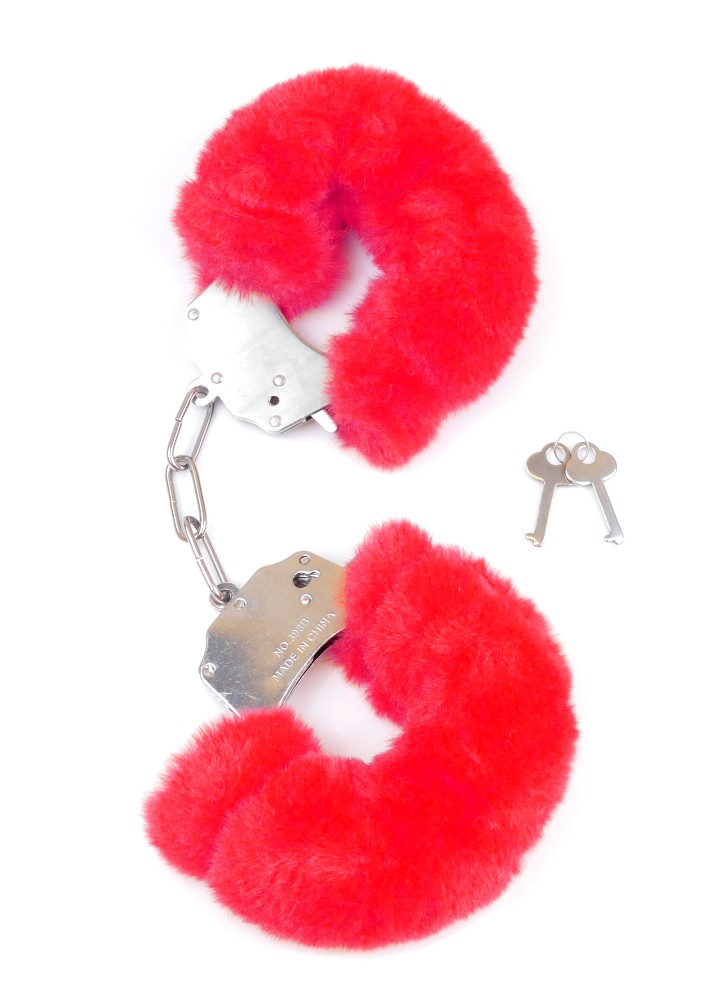 Наручники - Fetish Boss Series Furry Cuffs Red - зображення 1