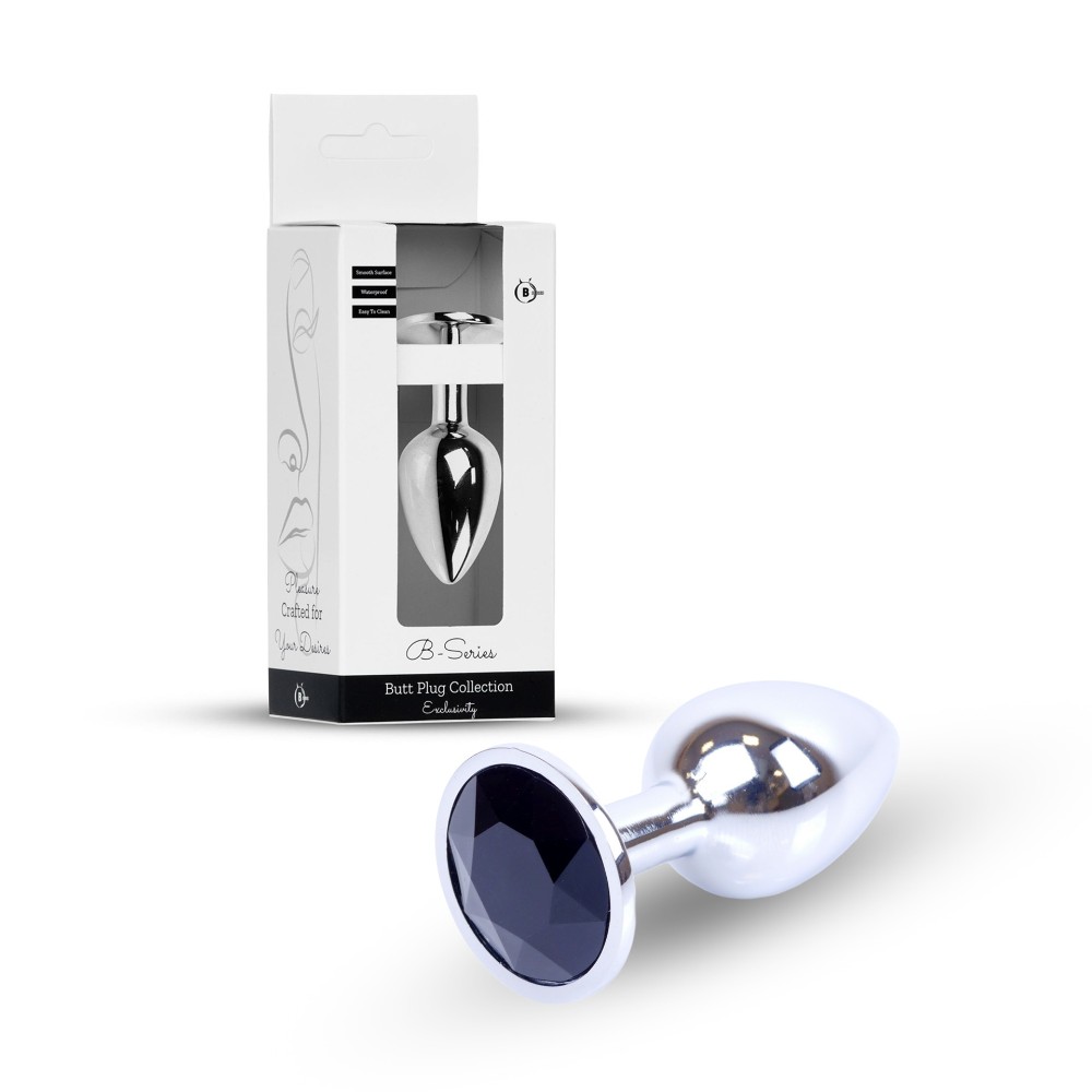 Анальна пробка - Jewellery Silver Plug Black - зображення 1