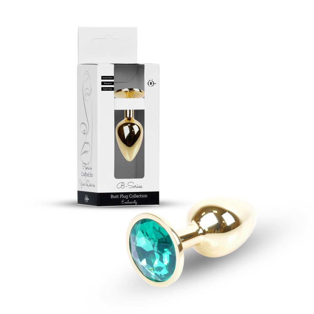 Анальна пробка - Jewellery Gold Plug Green - зображення 1