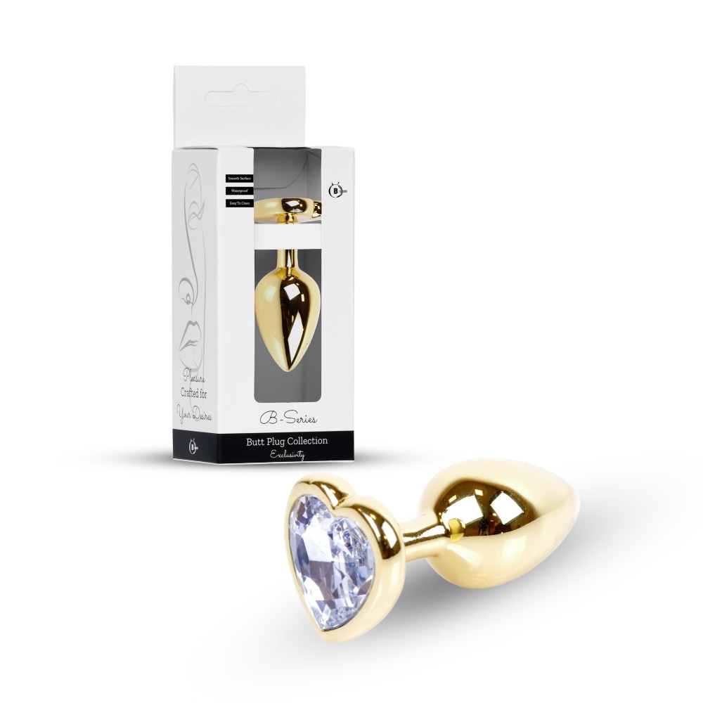 Анальна пробка - Jewellery Gold Heart Plug Clear - зображення 1