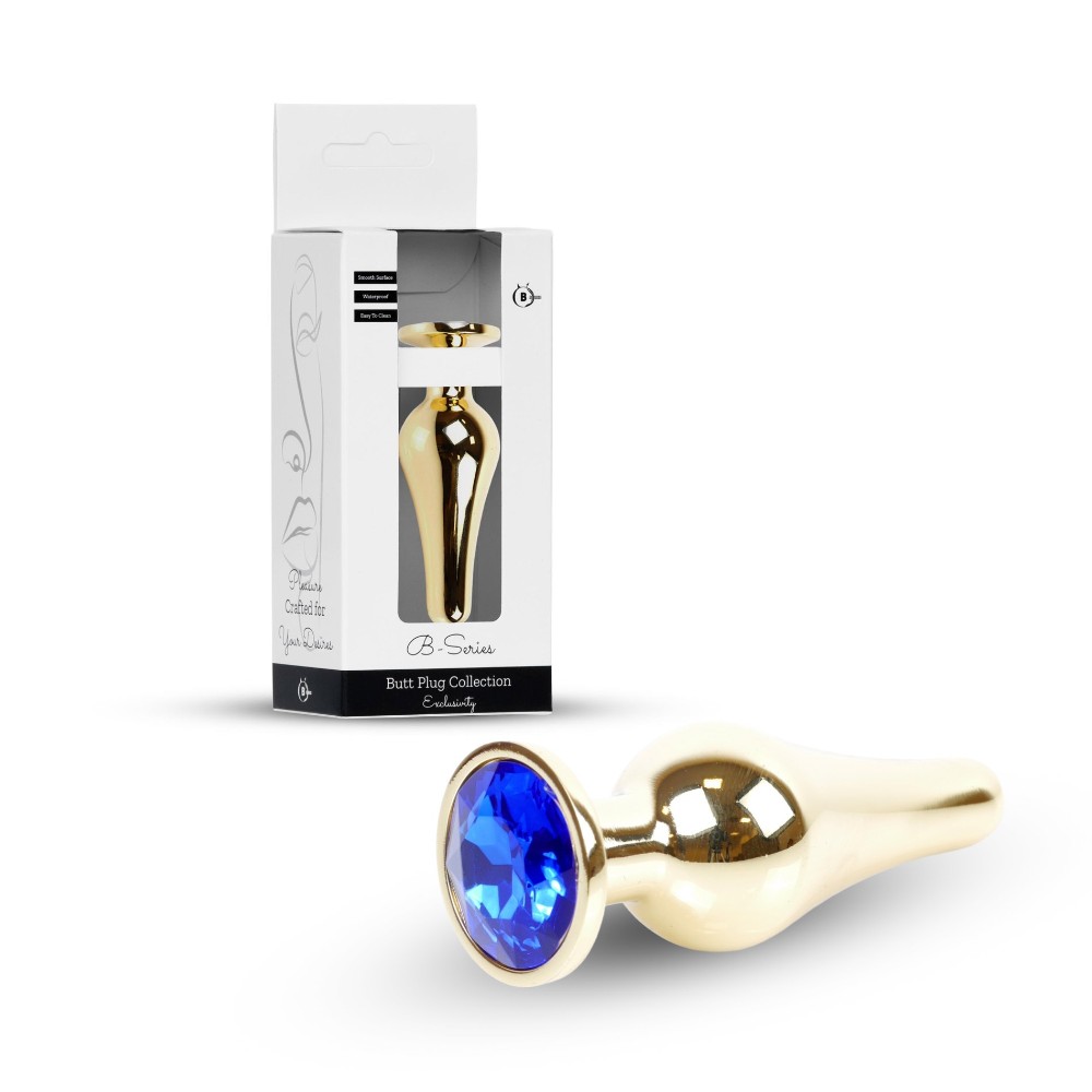 Анальна пробка - Jewellery Gold Long Plug Dark Blue - зображення 1