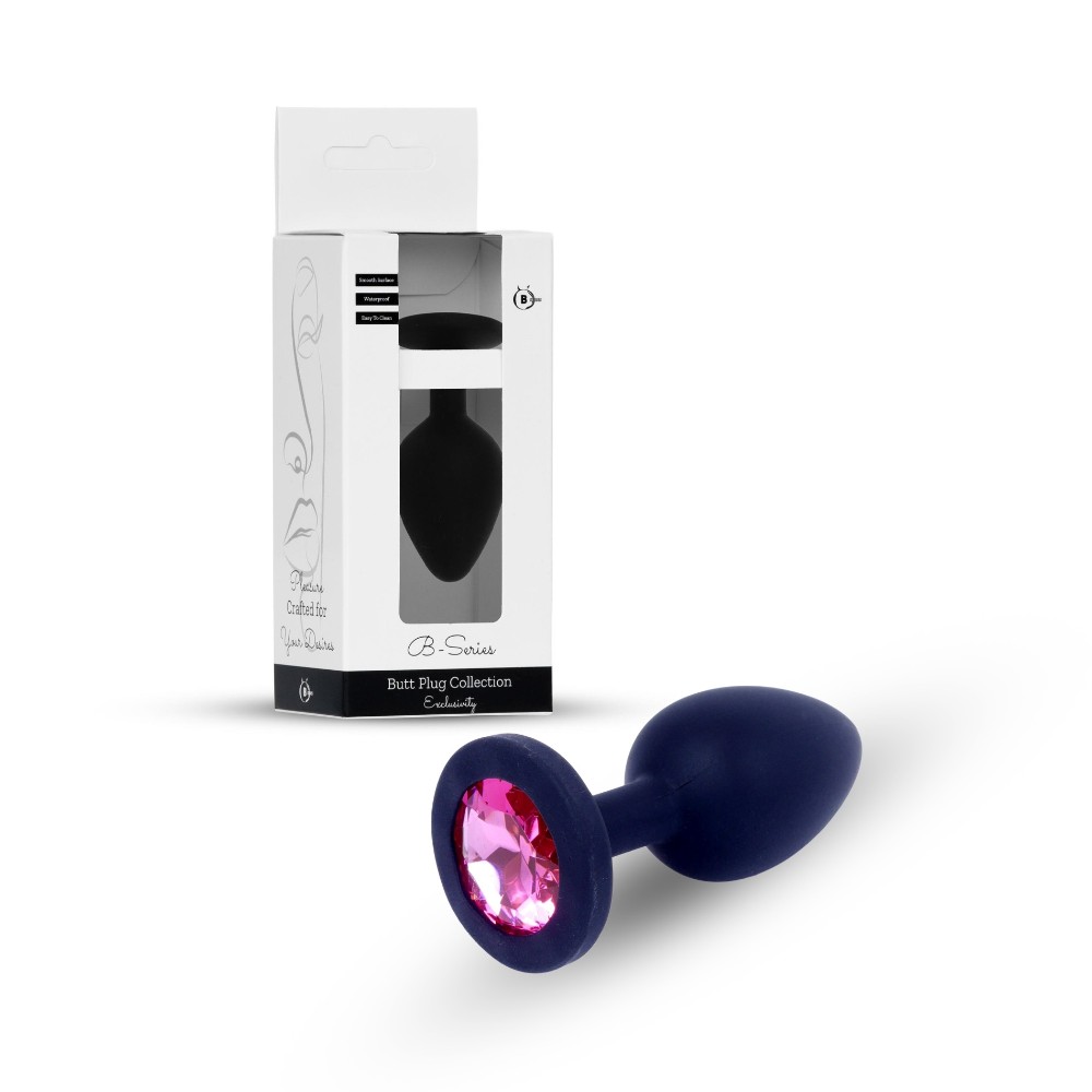 Анальна пробка - Jewellery Silicone Black Plug S Pink - зображення 1