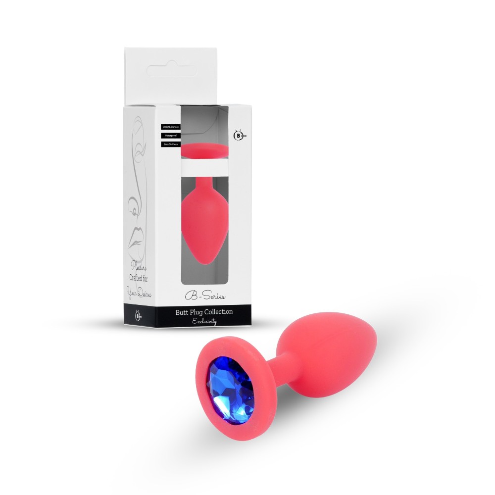 Анальна пробка - Jewellery Silicone Red Plug M Blue - зображення 1