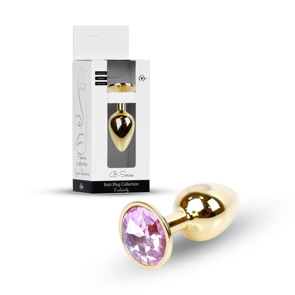 Анальна пробка - Jewellery Gold Plug Light Pink - зображення 1