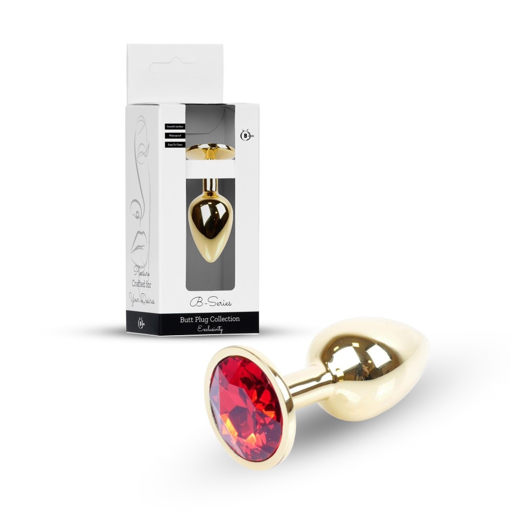 Анальна пробка - Jewellery Gold Plug Red - зображення 1