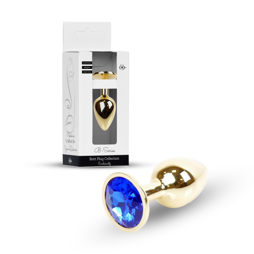 Анальна пробка - Jewellery Gold Plug Dark Blue - зображення 1