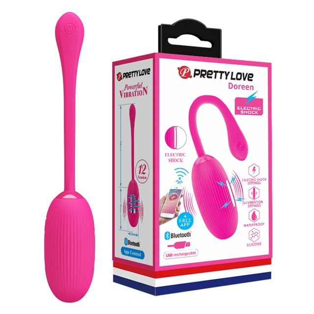 Віброяйце - Pretty Love Doreen Electric Shock Egg Pink (App) - зображення 1