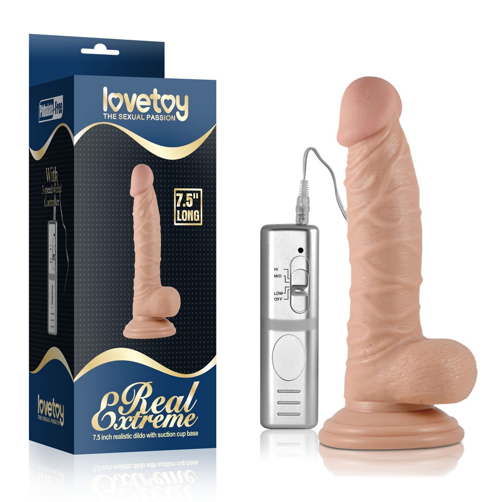 Вібратор - Real Extreme Vibrating Dildo 7.5" - зображення 1