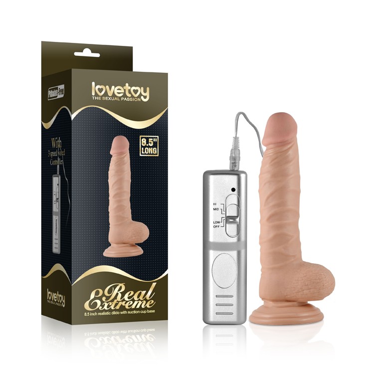 Вібратор - Real Extreme Vibrating Dildo 8.5" - зображення 1