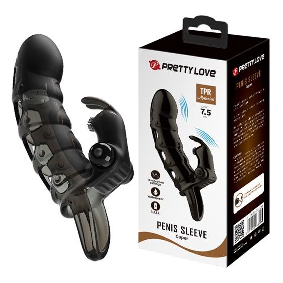 Насадка на член - Pretty Love Cuper Vibrating Penis Sleeve Black - зображення 1